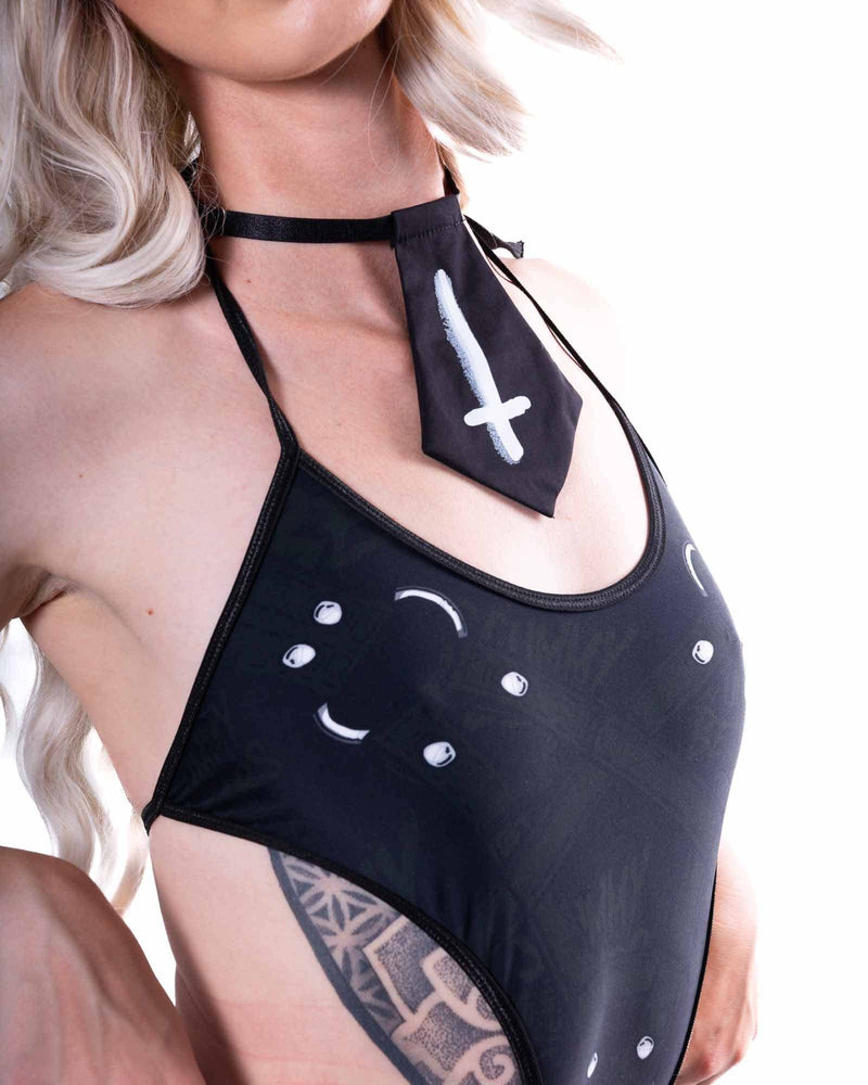 Restrained Skirt One-Piece Bodysuit and Skirt