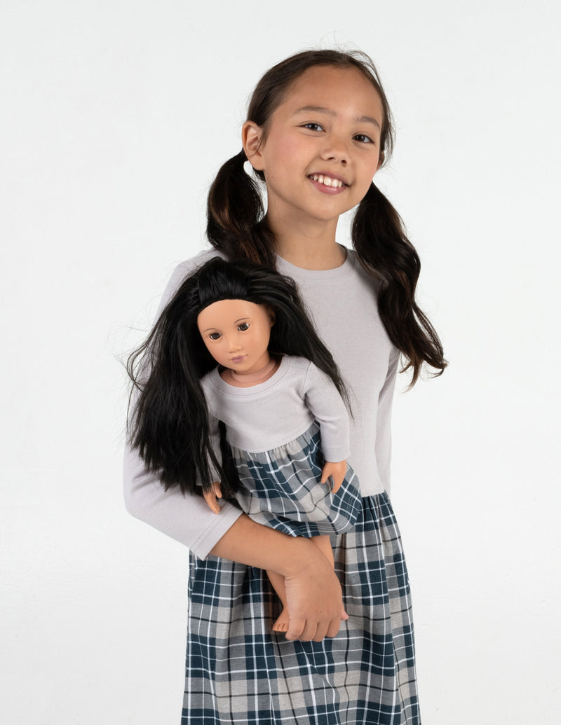 Matching Girl & Doll Plaid Cotton Skirt Dress