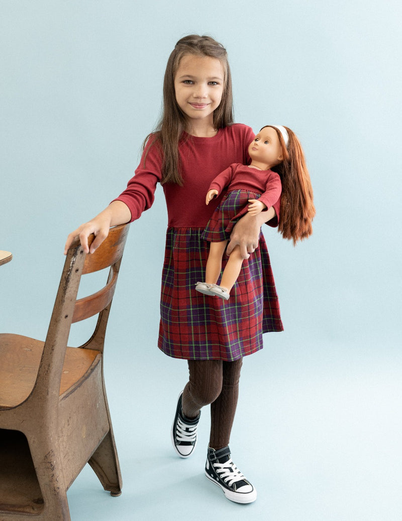 Matching Girl & Doll Plaid Cotton Skirt Dress
