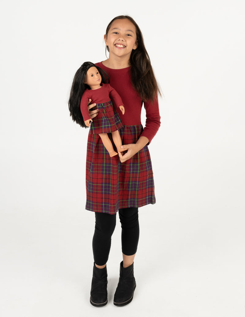Matching Girl & Doll Plaid Cotton Skirt Dress
