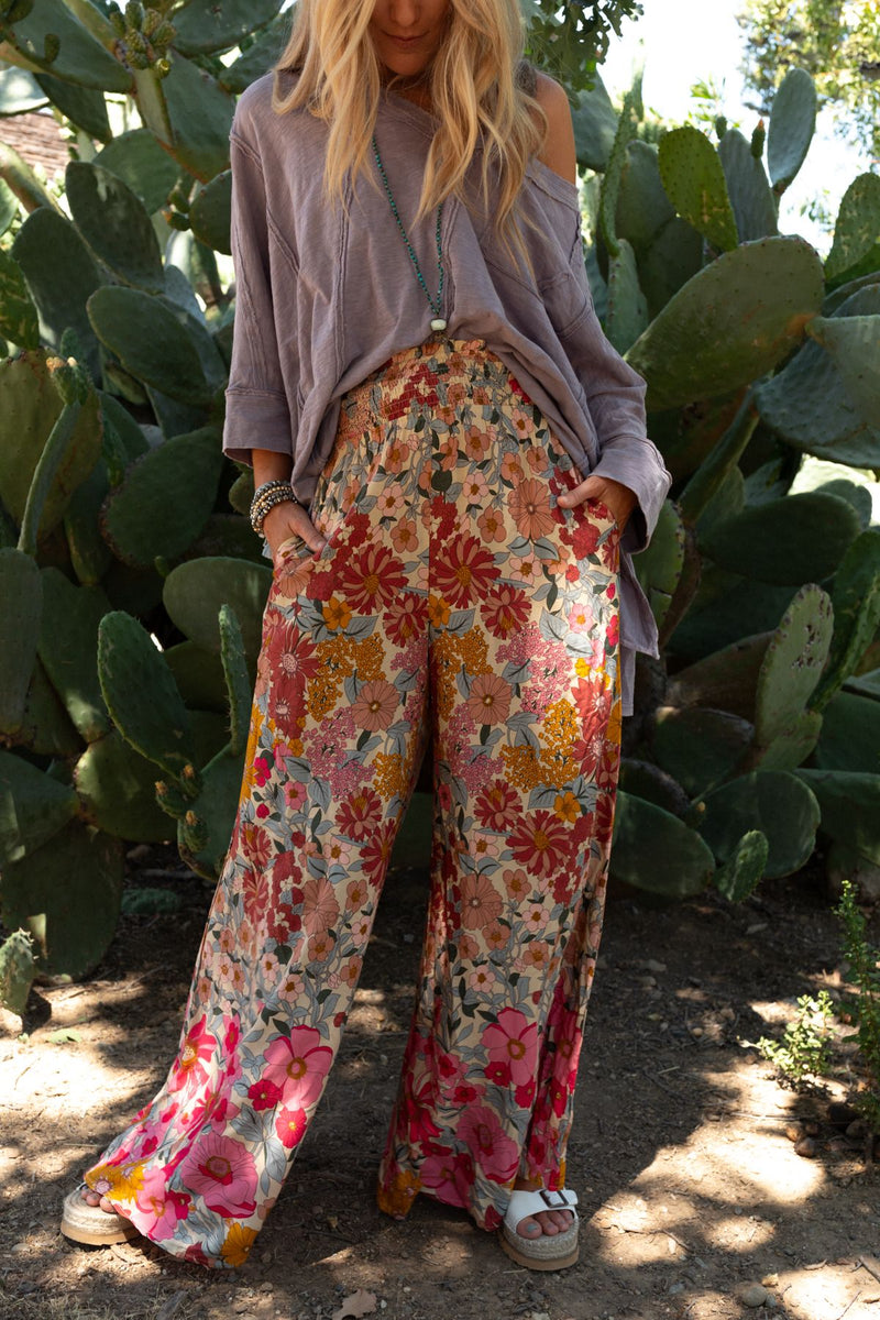 Groovy Gardens Wide Leg Pant - Pink