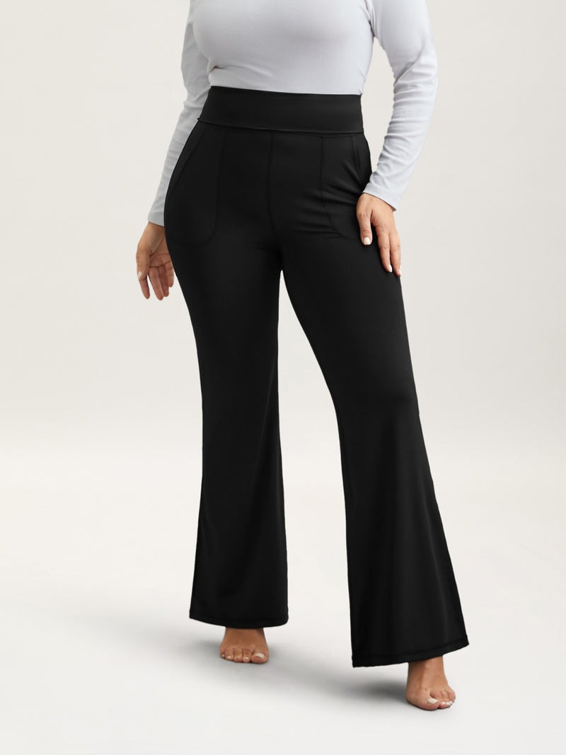 Ruched Wide Waist Pockets Tight Pants