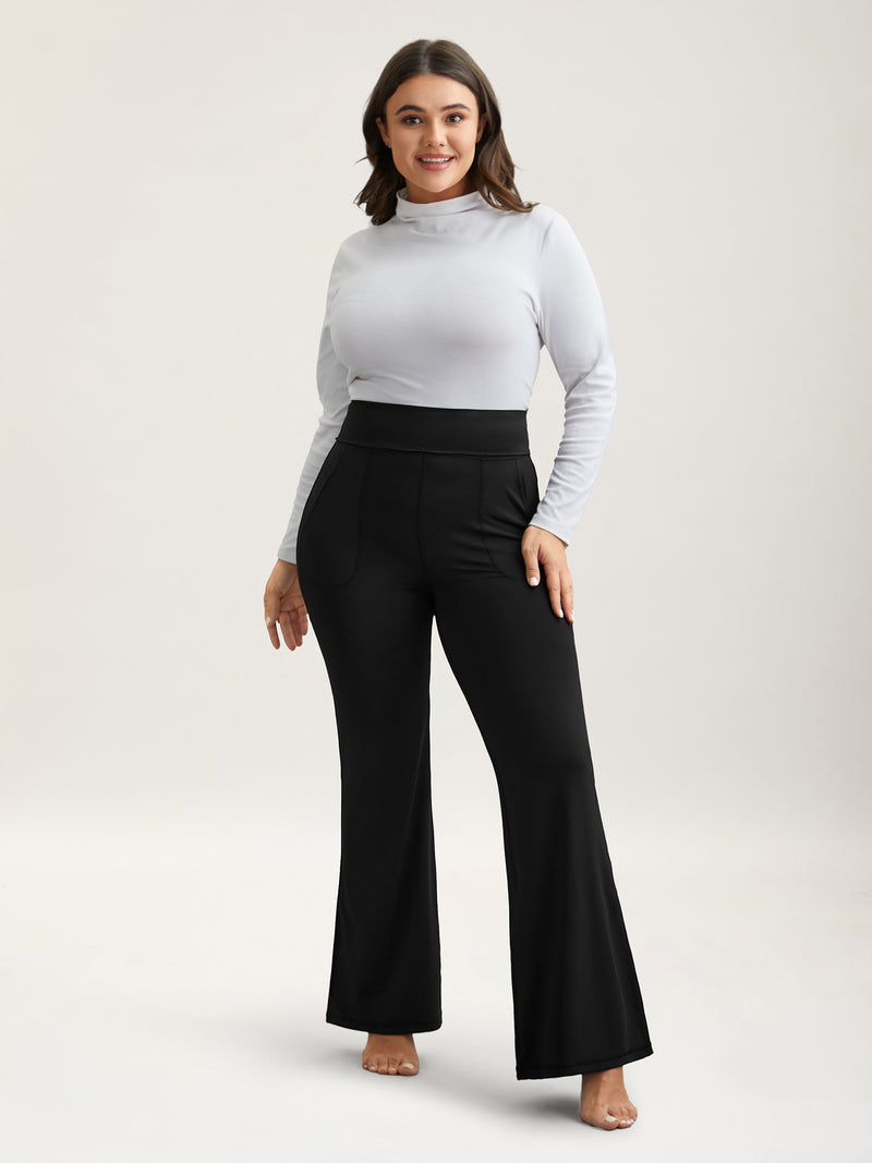 Ruched Wide Waist Pockets Tight Pants