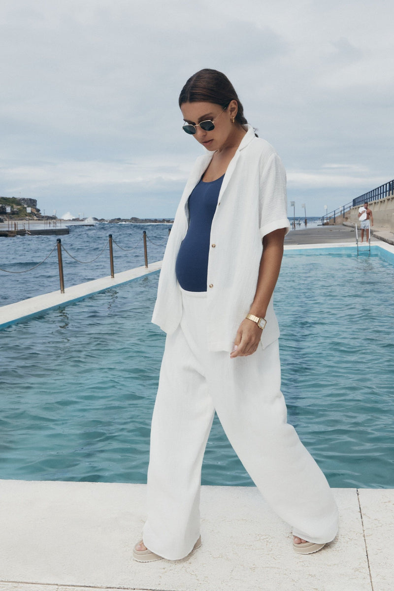Cotton Gauze Holiday Pant (White) - FINAL SALE