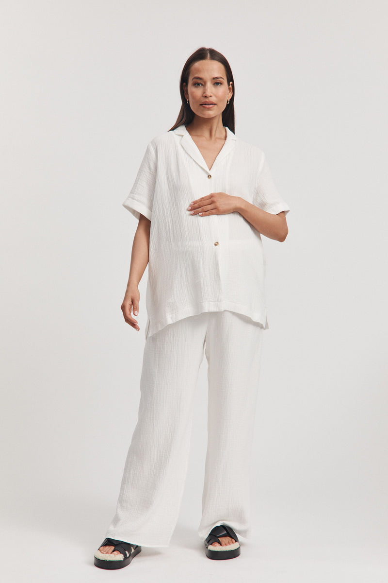 Cotton Gauze Holiday Pant (White) - FINAL SALE