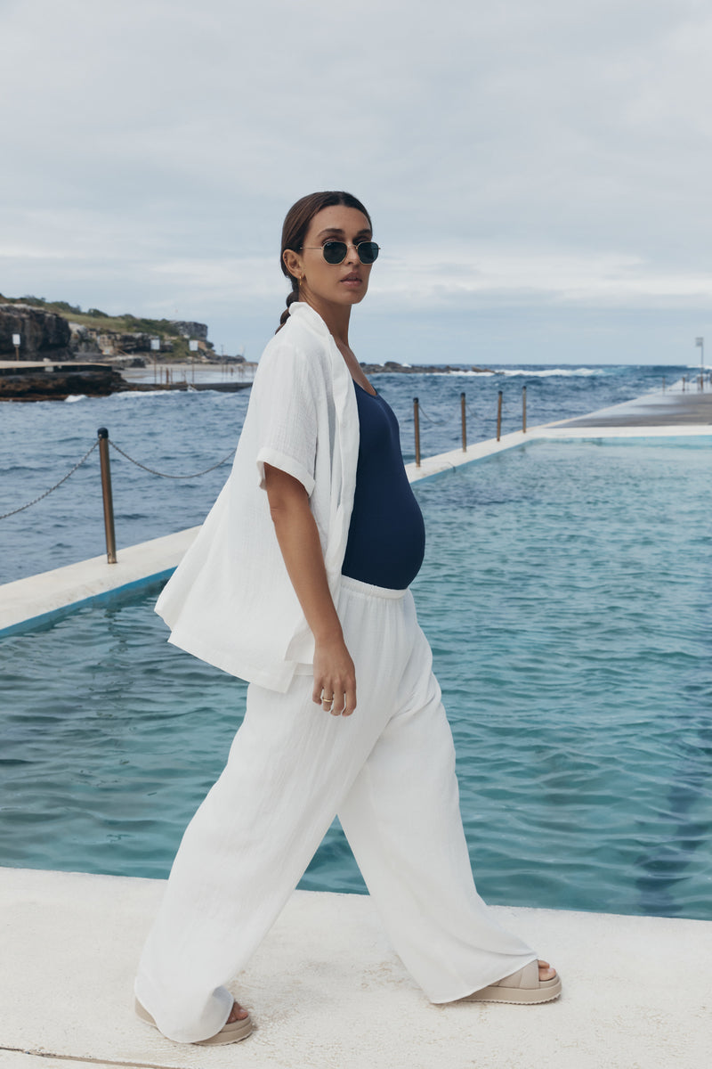 Cotton Gauze Holiday Pant (White) - FINAL SALE