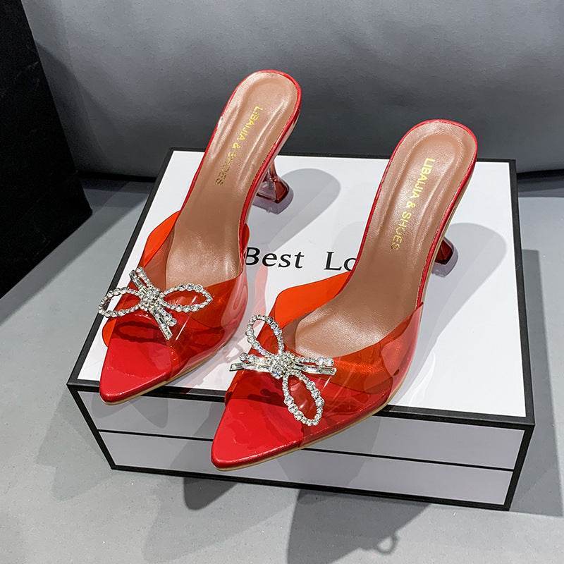Buycenter Plus Size Red High Heels - Elegant Big Bow Wedding Shoes