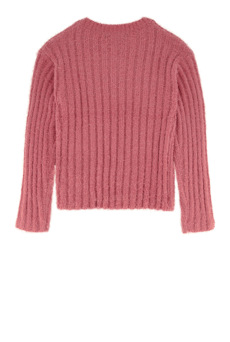Girls Eyelash Ribbed Knit Sweater