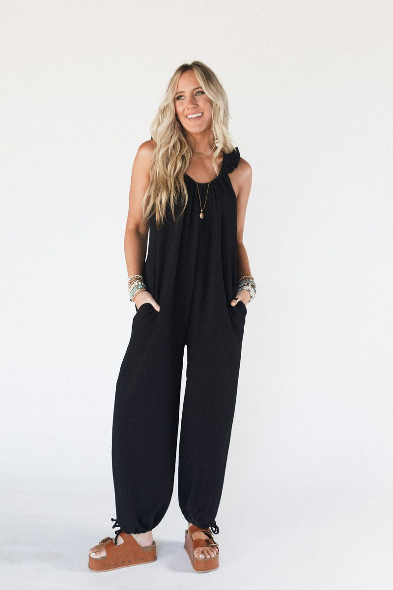 The Nest Wildflower Ruffle Jumpsuit - Black