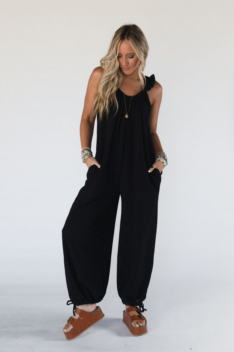The Nest Wildflower Ruffle Jumpsuit - Black