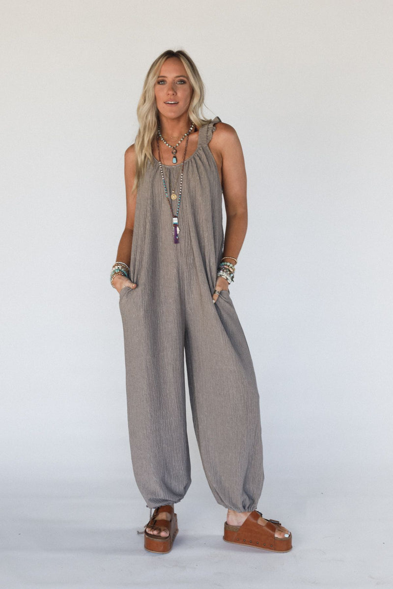 The Nest Wildflower Ruffle Jumpsuit - Stone