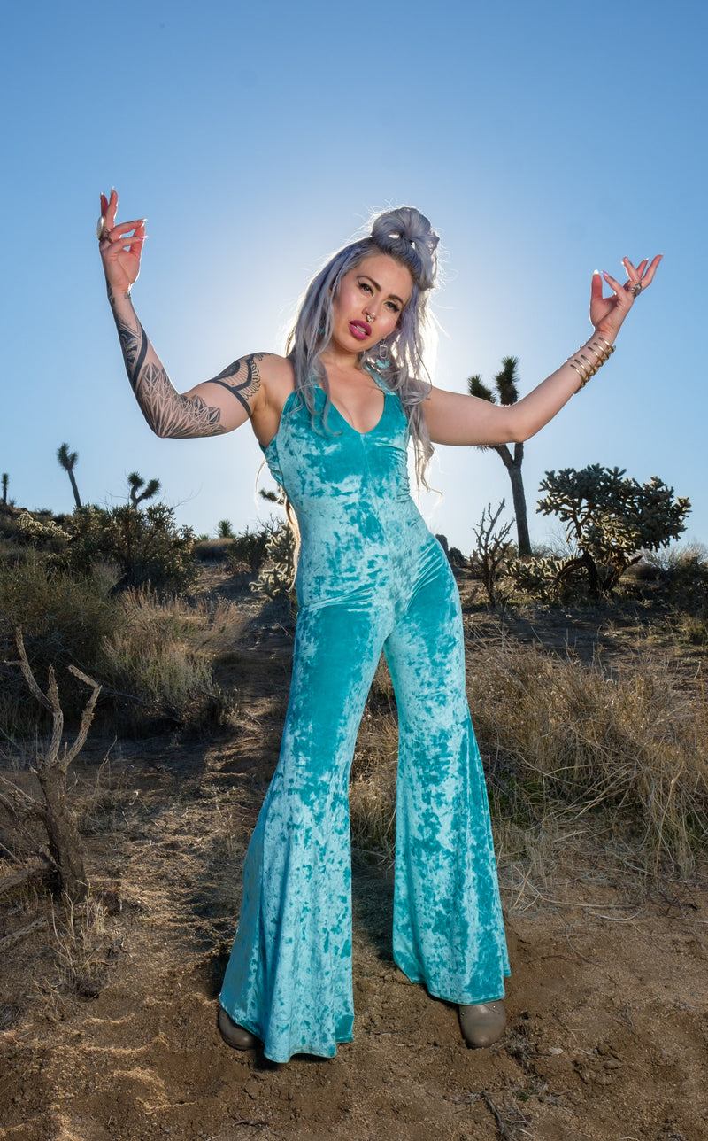 Sea Foam Velvet Tigra Jumpsuit