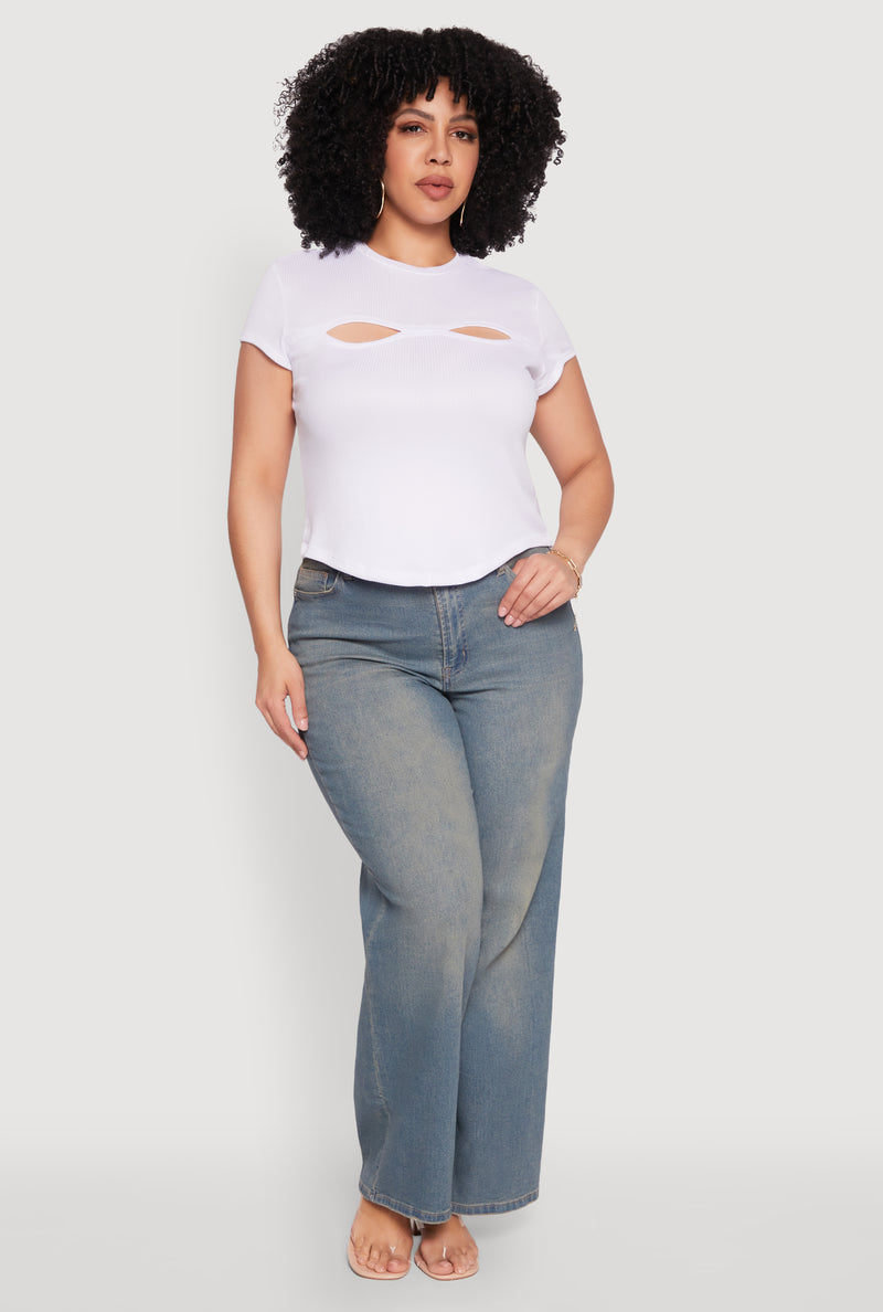 Plus Size Cut Out Rib Knit Top