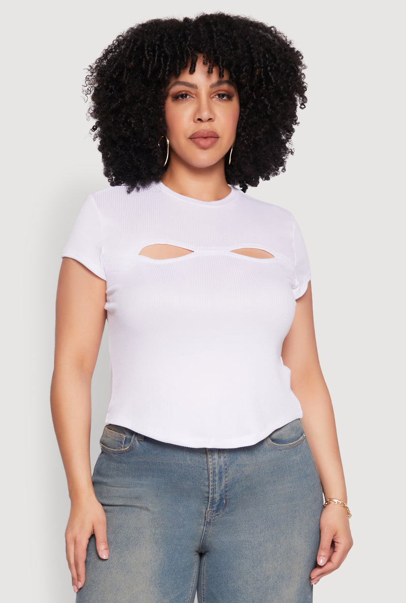 Plus Size Cut Out Rib Knit Top