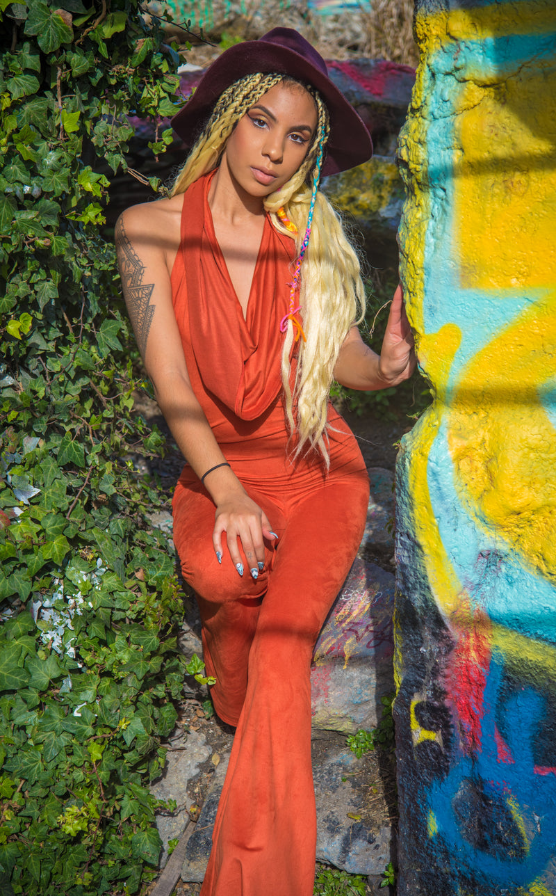 Burnt Sienna Suede Firebird Slim Bell Onesie
