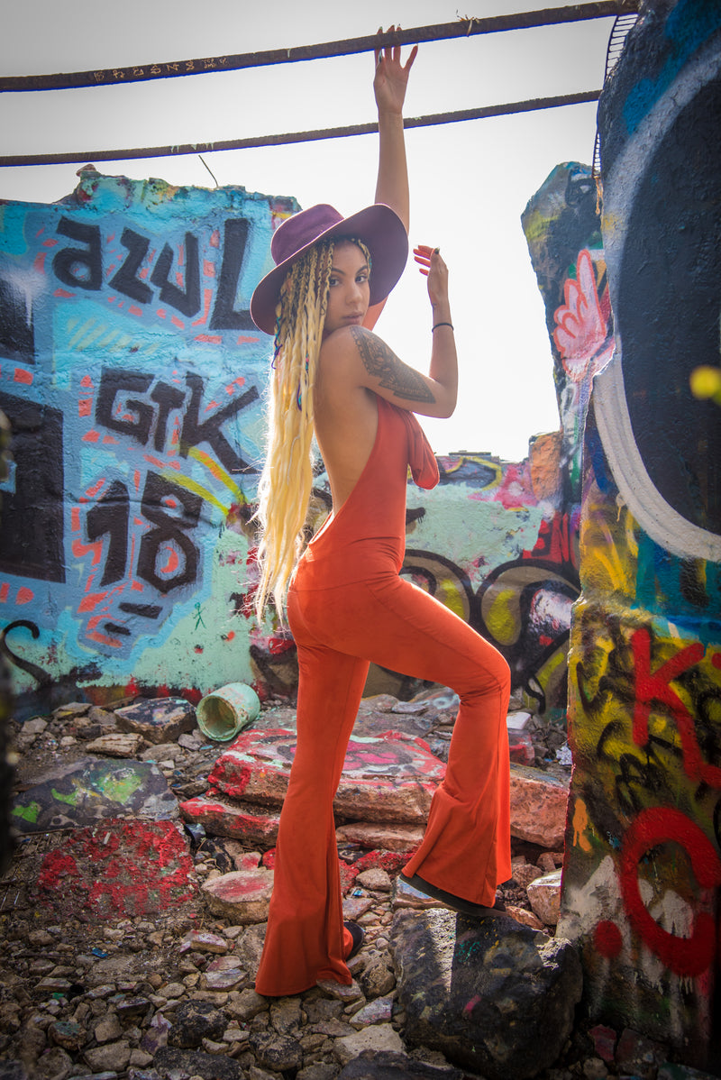 Burnt Sienna Suede Firebird Slim Bell Onesie