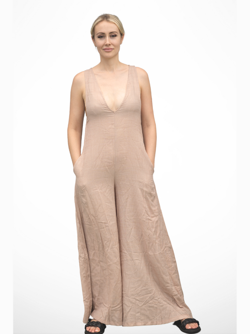JAASE Wide Leg Beige Jumpsuit