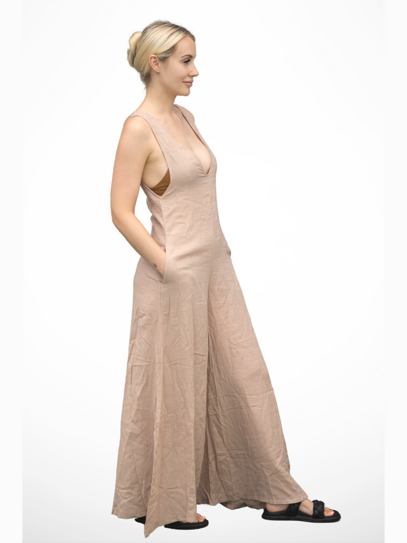 JAASE Wide Leg Beige Jumpsuit