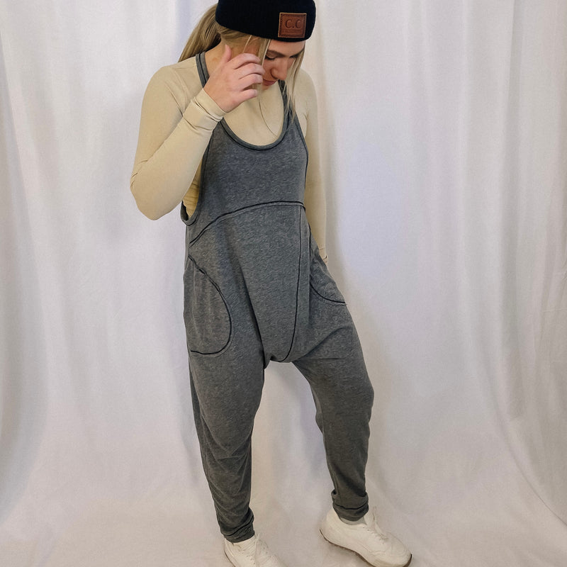 Ready To Travel Harem Jumpsuit - Charcoal - LAST ONE