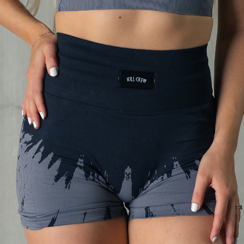 SEAMLESS SHATTER BIKER SHORTS - BLACK / GREY