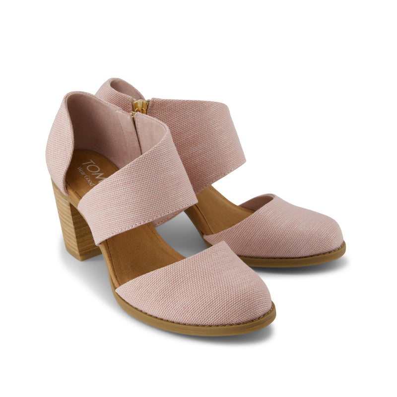 Milan Closed Toe Heel Ballet Pink Melange Woven