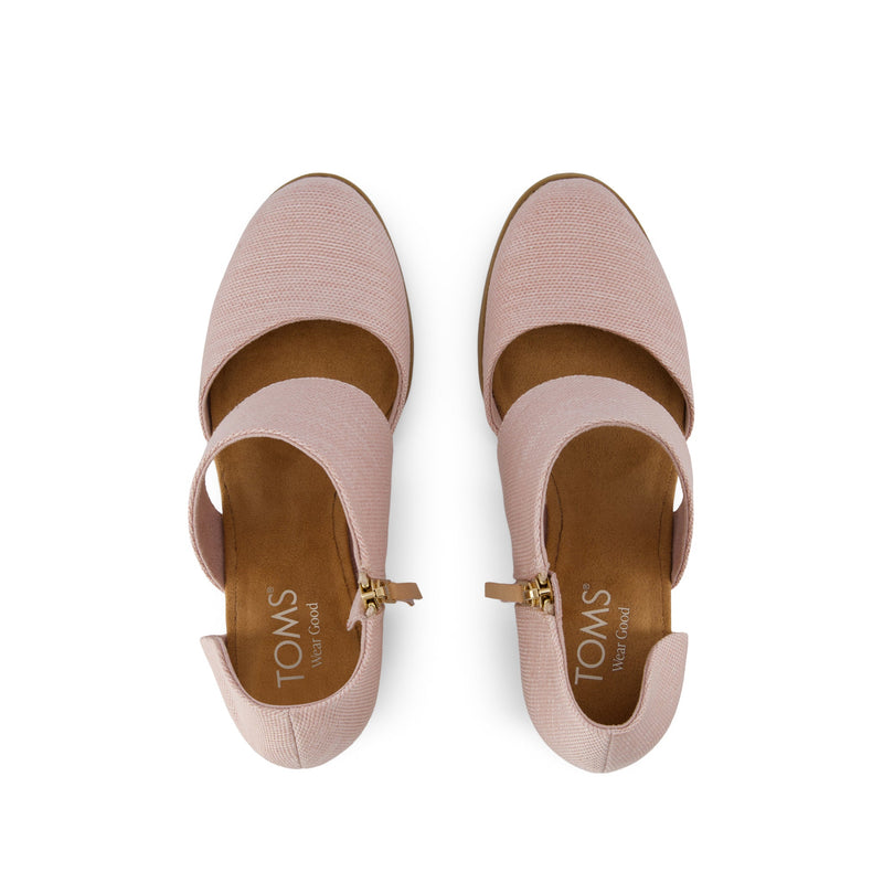 Milan Closed Toe Heel Ballet Pink Melange Woven