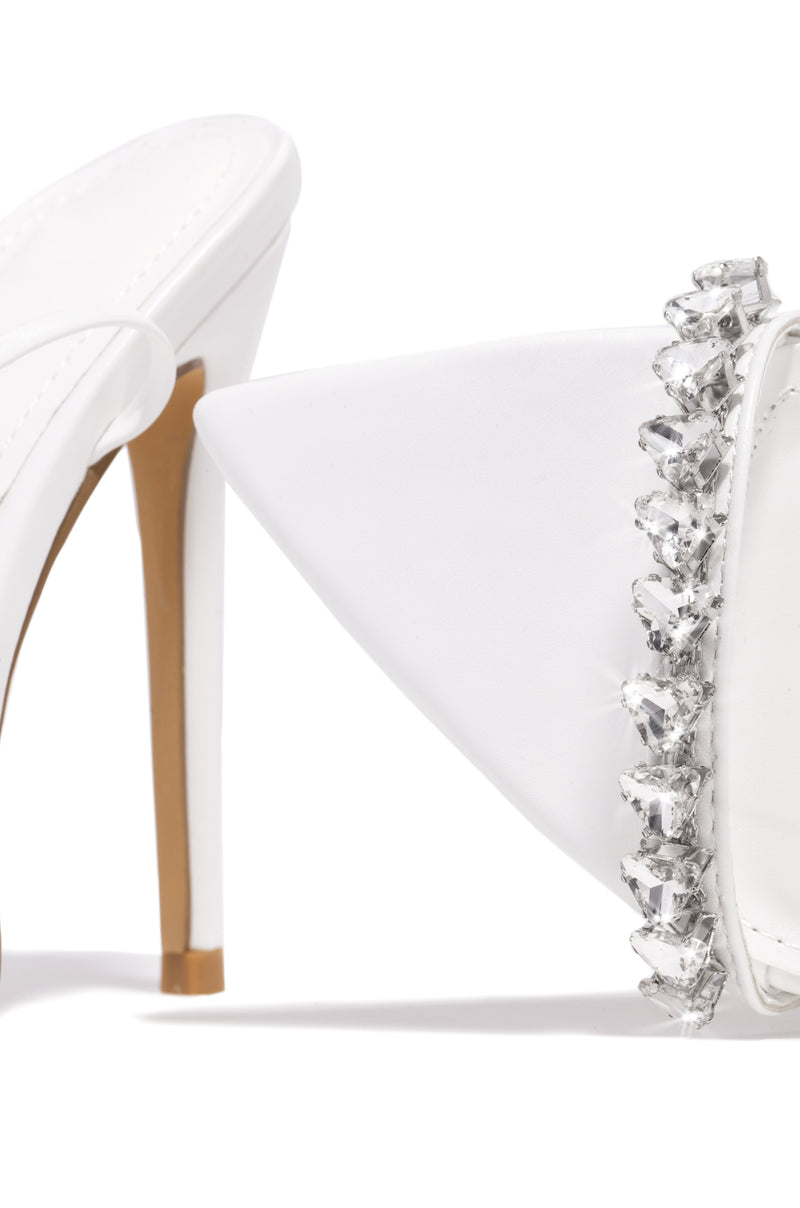 Monroe Embellished Lace Up High Heels - White