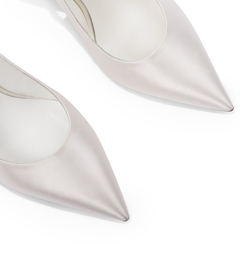 Ivory satin slingback pumps