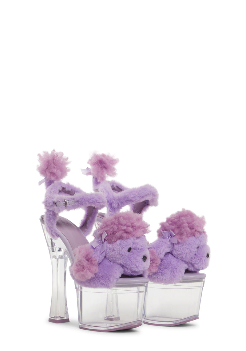 Plush Paws Platform Heels - Purple