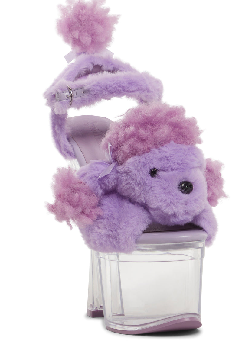 Plush Paws Platform Heels - Purple