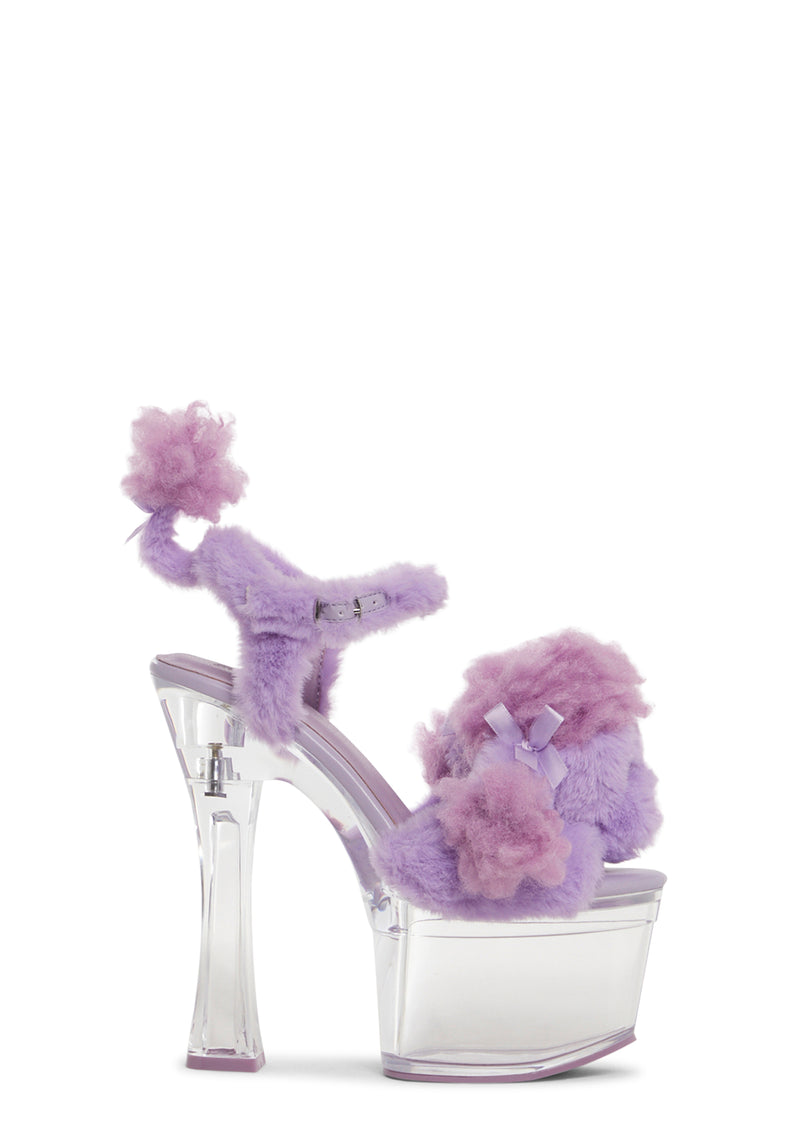 Plush Paws Platform Heels - Purple