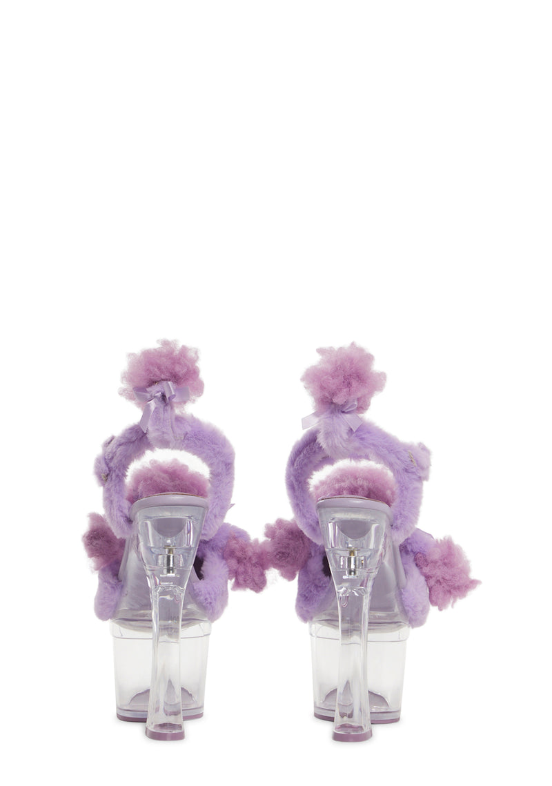 Plush Paws Platform Heels - Purple