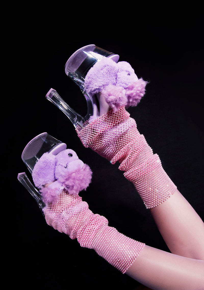 Plush Paws Platform Heels - Purple