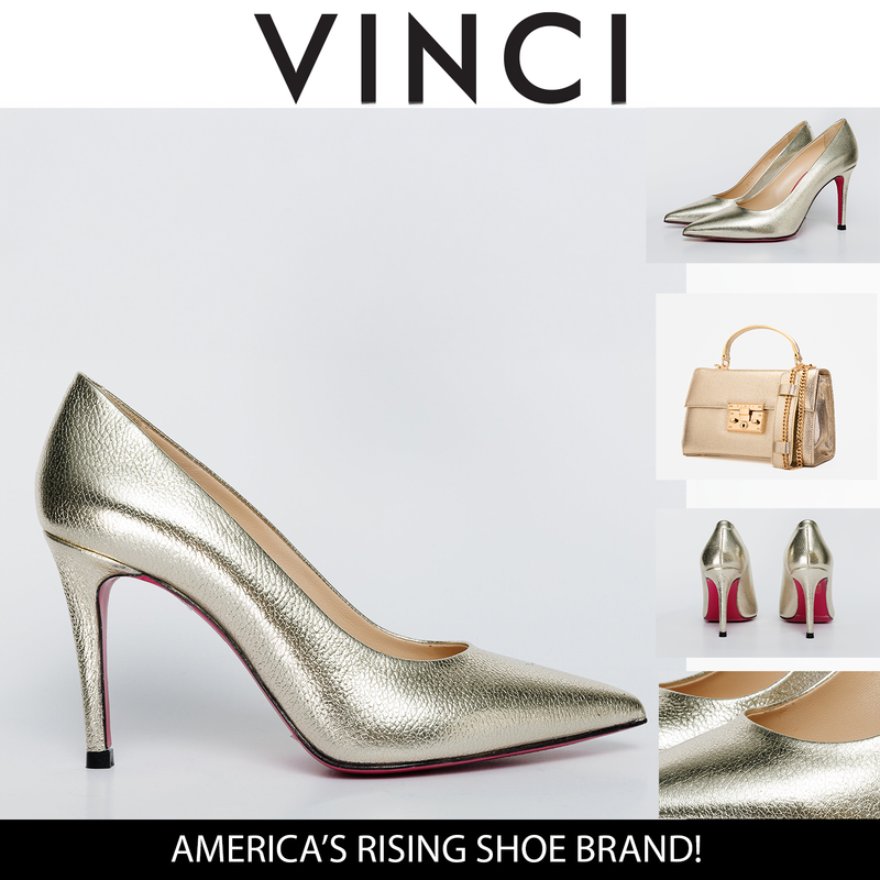 The Ege Gold Leather Pump Fuchsia Sole Women Shoe