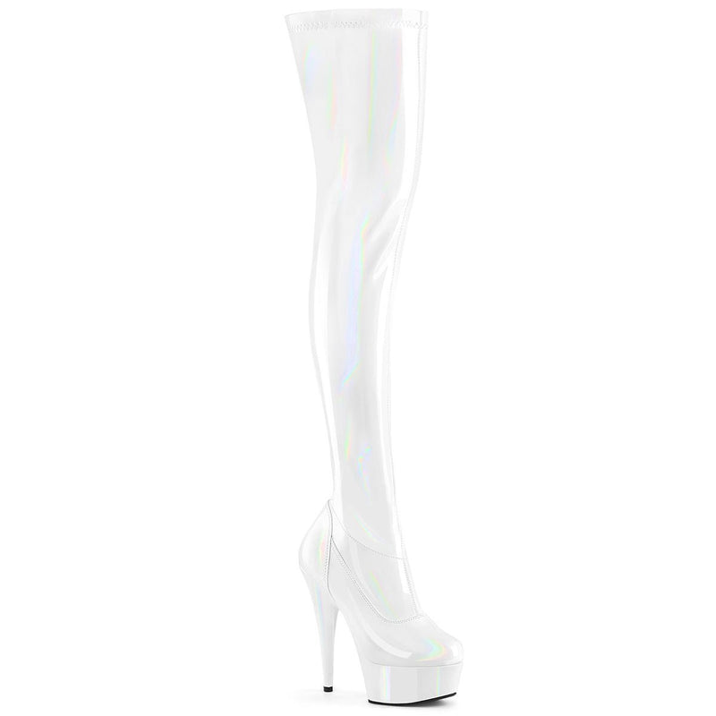 Pleaser Delight 3000HWR Womens 6 Inch Heel, Platform Stretch Fit Thigh High Pole Dance Boot