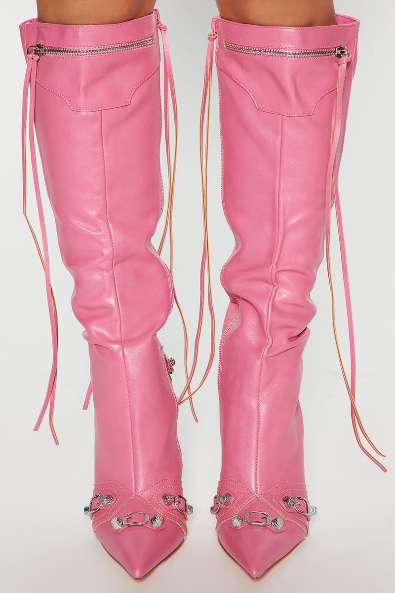 Keep You Going Knee High Boots - Pink