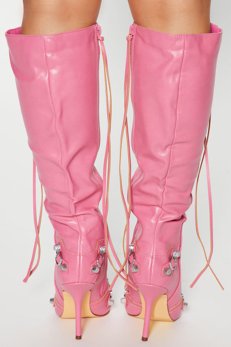 Keep You Going Knee High Boots - Pink