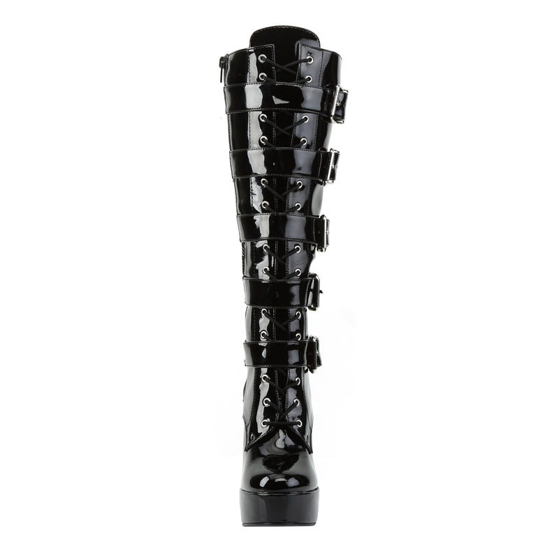 ELECTRA-2042 5 Inch Heel Black Patent  Stripper Platforms High Heels