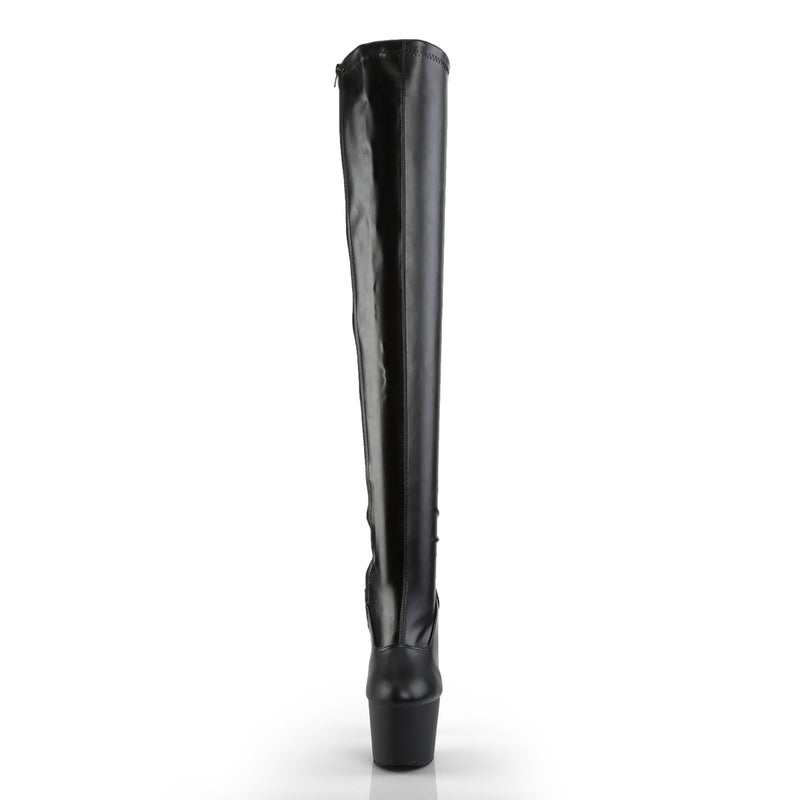 ADORE-3000 Pleasers 7 Inch Heel Black Pole Dancer Thigh High Boots