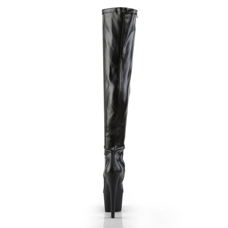 ADORE-3000 Pleasers 7 Inch Heel Black Pole Dancer Thigh High Boots
