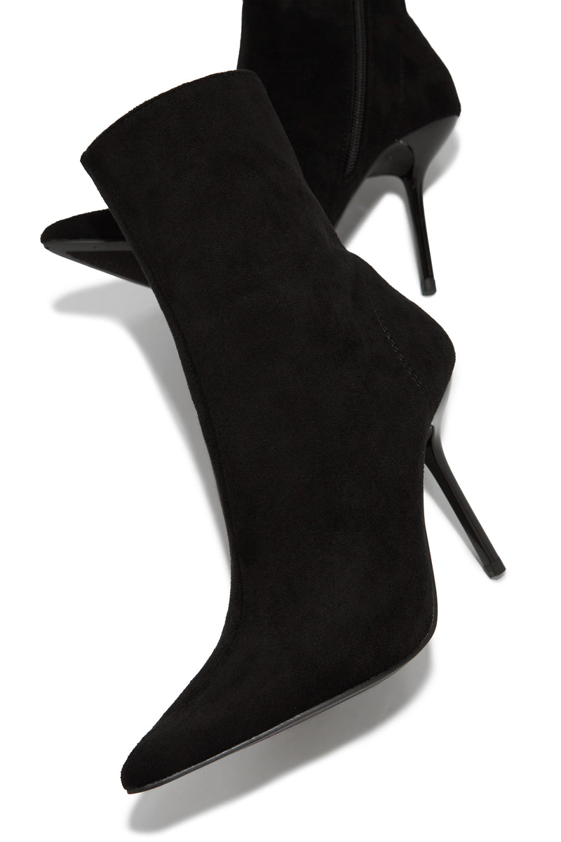 Last Night Pointed Toe High Heel Ankle Boots - Black