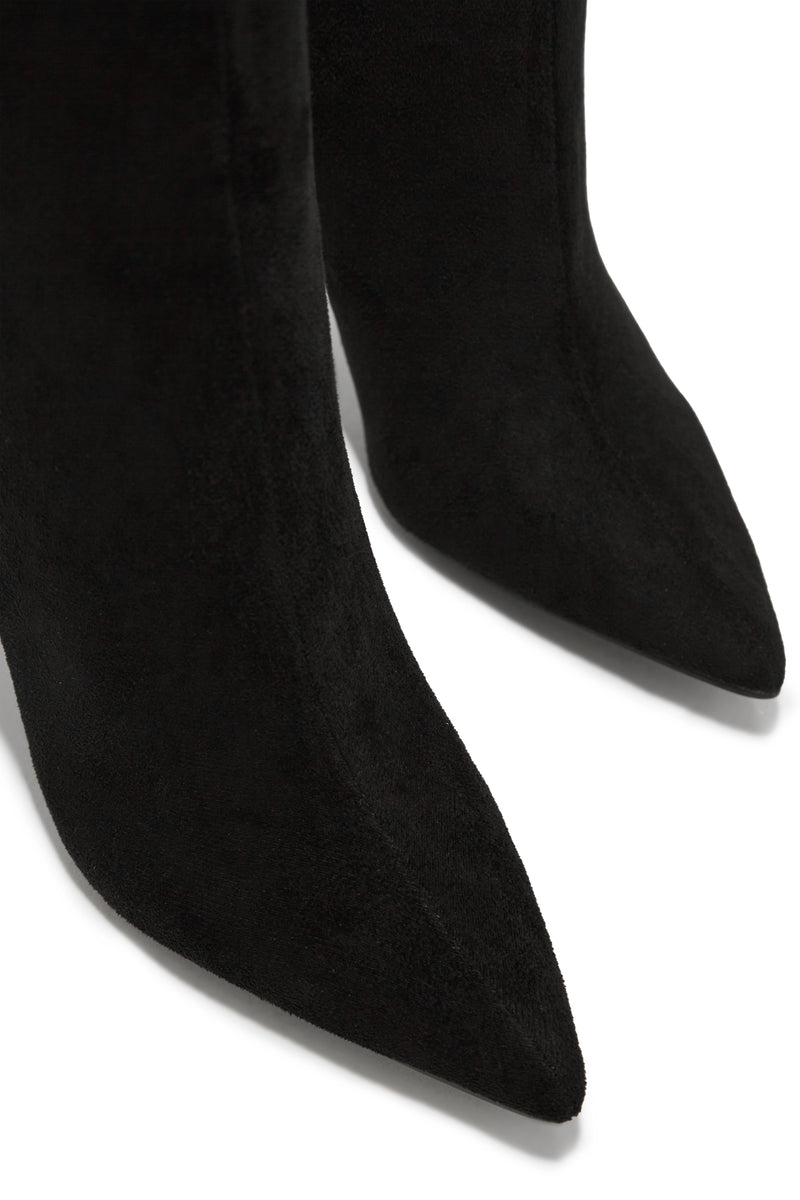 Last Night Pointed Toe High Heel Ankle Boots - Black