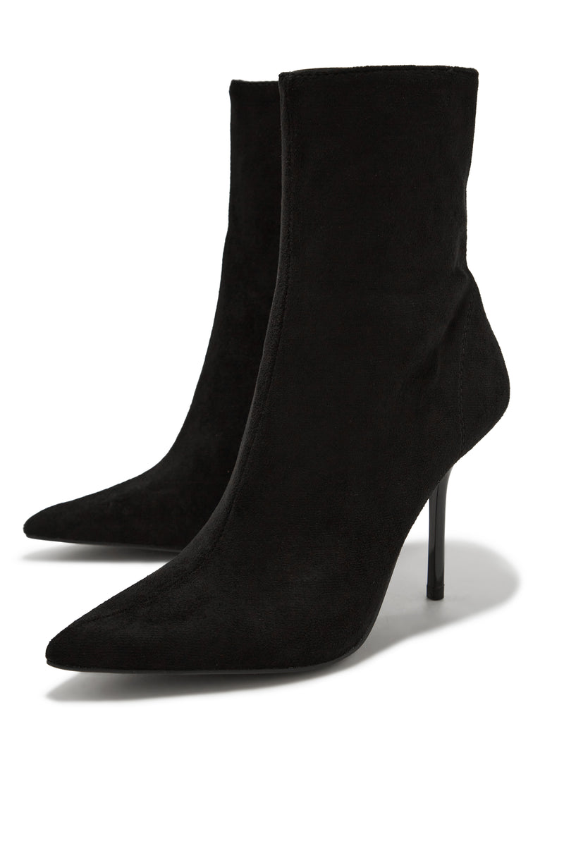 Last Night Pointed Toe High Heel Ankle Boots - Black