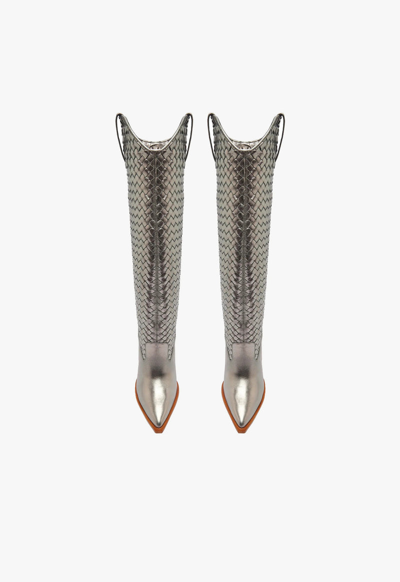 Ella Woven Metallic Leather Boot