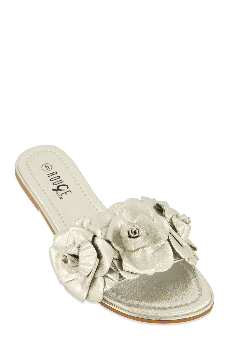 Floral Band Slide Sandals