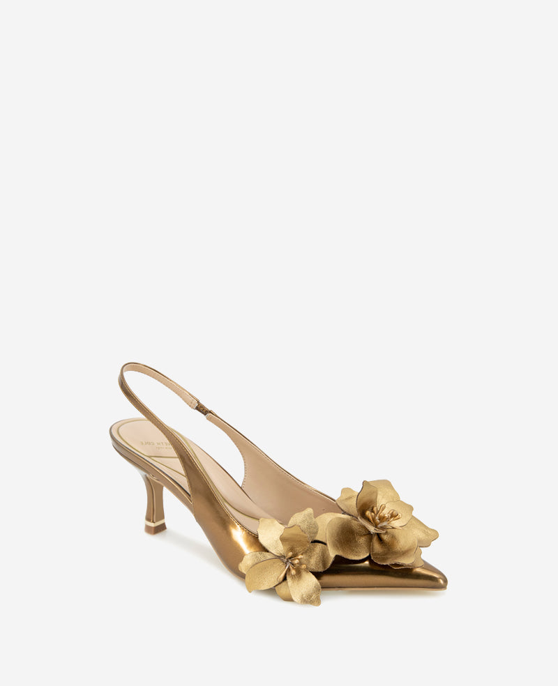 Davia Metallic Floral Appliqué Slingback