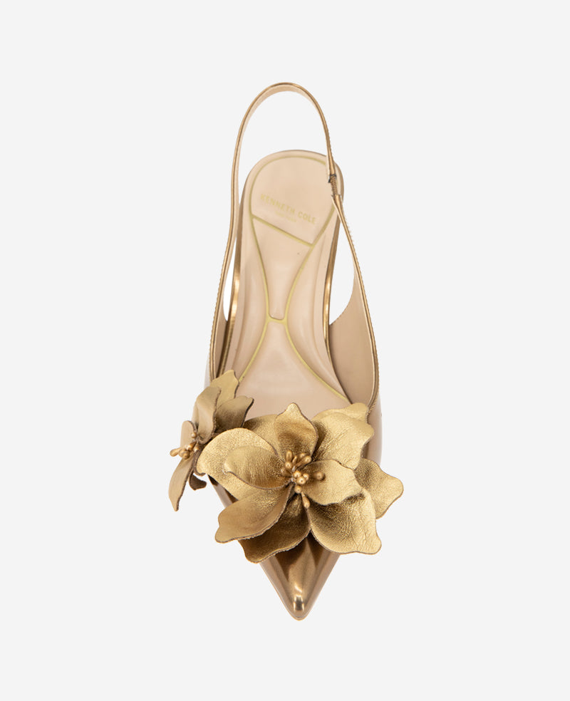 Davia Metallic Floral Appliqué Slingback
