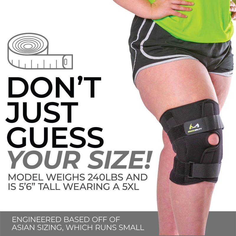 Bariatric Plus Size Hinged Knee Brace | Wraparound Meniscus & Joint Support with Stability Straps