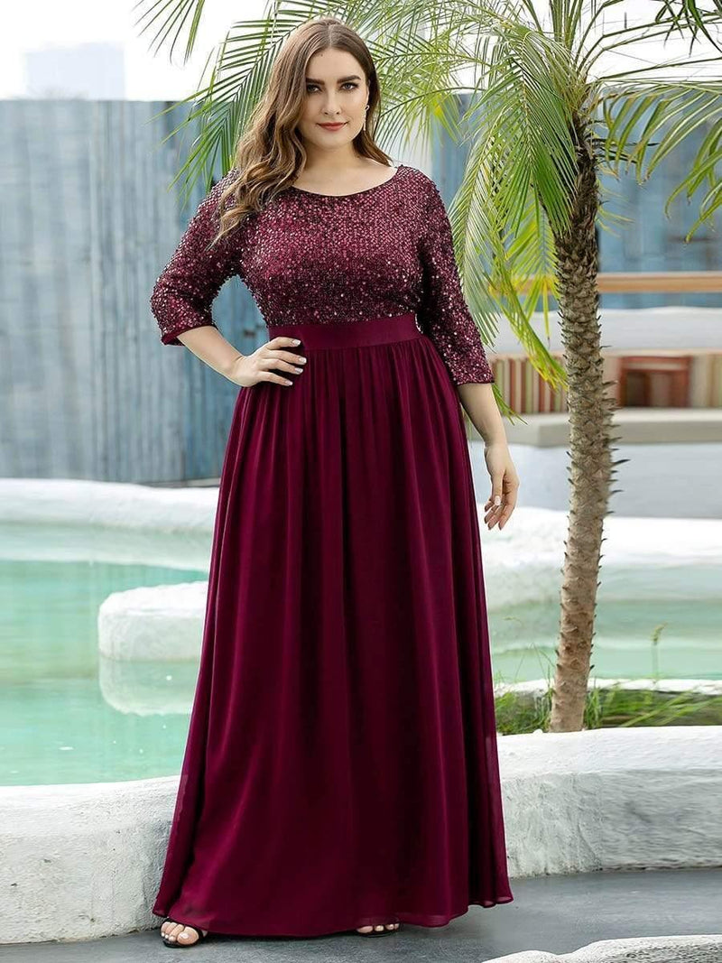 pretty FLORENCE|Plus Size Women's Long Chiffon & Sequin Evening Dresses for Mother of the Bride