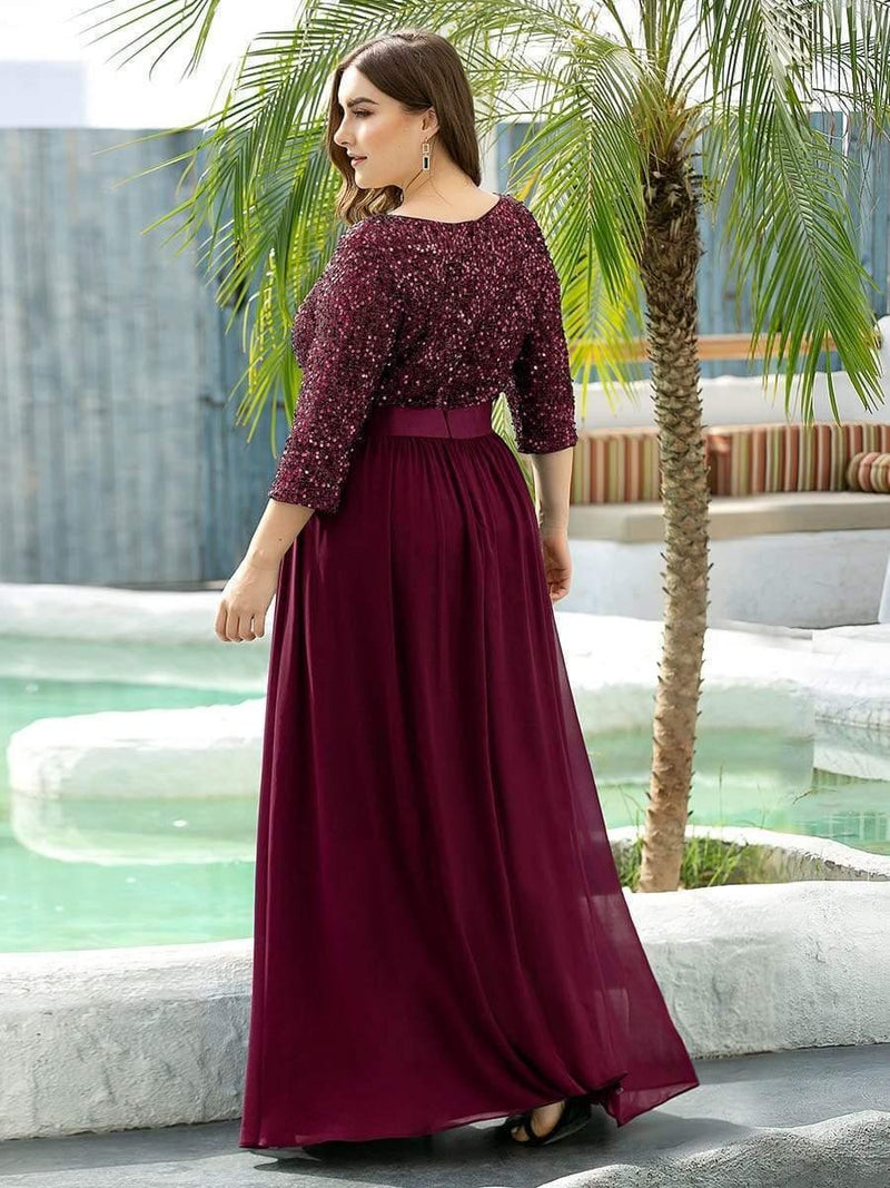 pretty FLORENCE|Plus Size Women's Long Chiffon & Sequin Evening Dresses for Mother of the Bride